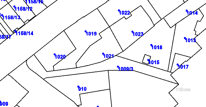 Parcela st. 1021 v KÚ Slezská Ostrava, Katastrální mapa