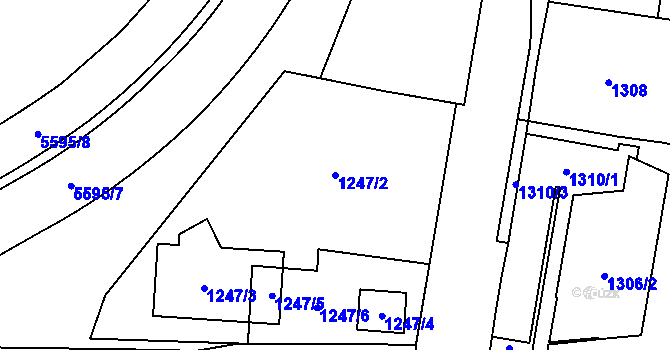 Parcela st. 1247/2 v KÚ Slezská Ostrava, Katastrální mapa