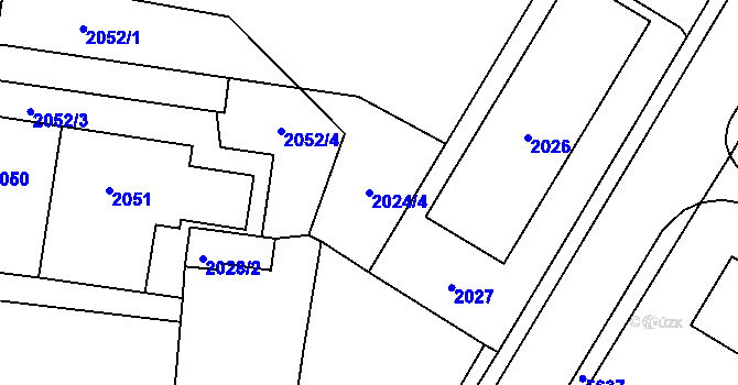 Parcela st. 2024/4 v KÚ Slezská Ostrava, Katastrální mapa