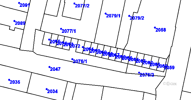 Parcela st. 2069 v KÚ Slezská Ostrava, Katastrální mapa