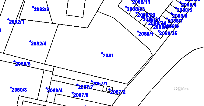 Parcela st. 2081 v KÚ Slezská Ostrava, Katastrální mapa