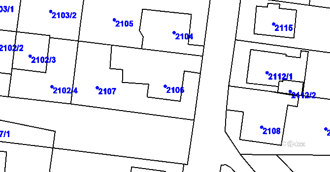 Parcela st. 2106 v KÚ Slezská Ostrava, Katastrální mapa