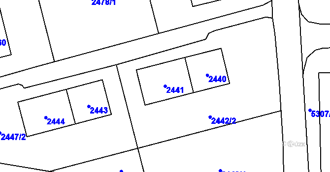 Parcela st. 2441 v KÚ Slezská Ostrava, Katastrální mapa