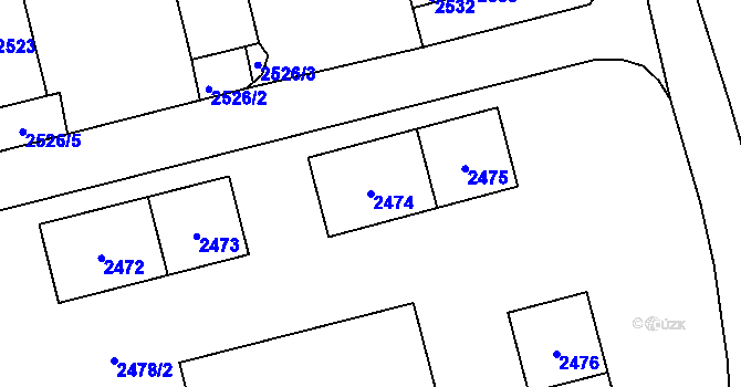 Parcela st. 2474 v KÚ Slezská Ostrava, Katastrální mapa