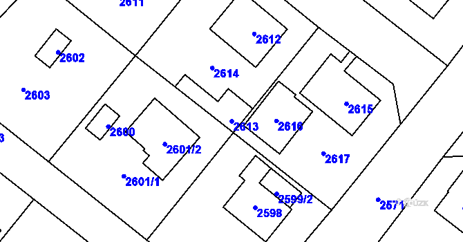 Parcela st. 2613 v KÚ Slezská Ostrava, Katastrální mapa