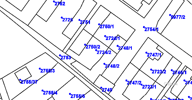 Parcela st. 2724/2 v KÚ Slezská Ostrava, Katastrální mapa