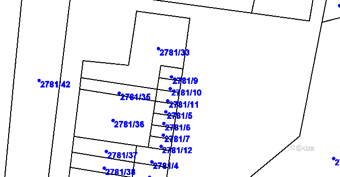 Parcela st. 2781/10 v KÚ Slezská Ostrava, Katastrální mapa