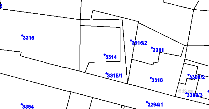 Parcela st. 3314 v KÚ Slezská Ostrava, Katastrální mapa