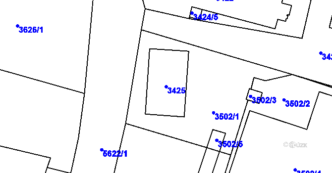 Parcela st. 3425 v KÚ Slezská Ostrava, Katastrální mapa