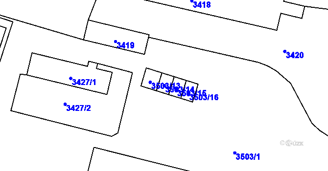 Parcela st. 3503/14 v KÚ Slezská Ostrava, Katastrální mapa