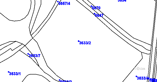 Parcela st. 3633/2 v KÚ Slezská Ostrava, Katastrální mapa