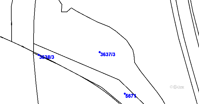 Parcela st. 3637/3 v KÚ Slezská Ostrava, Katastrální mapa