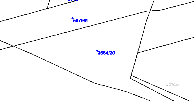 Parcela st. 3664/20 v KÚ Slezská Ostrava, Katastrální mapa