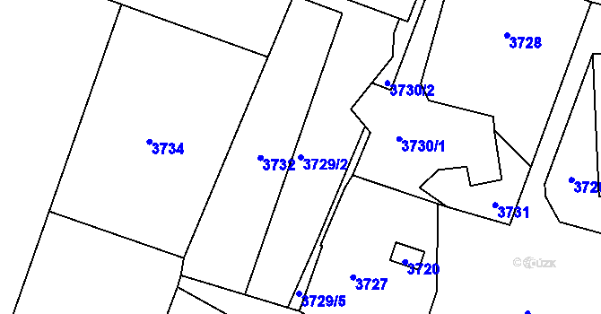 Parcela st. 3729/2 v KÚ Slezská Ostrava, Katastrální mapa