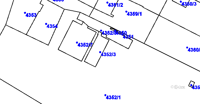 Parcela st. 4352/3 v KÚ Slezská Ostrava, Katastrální mapa