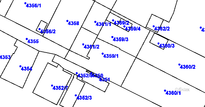 Parcela st. 4359/1 v KÚ Slezská Ostrava, Katastrální mapa