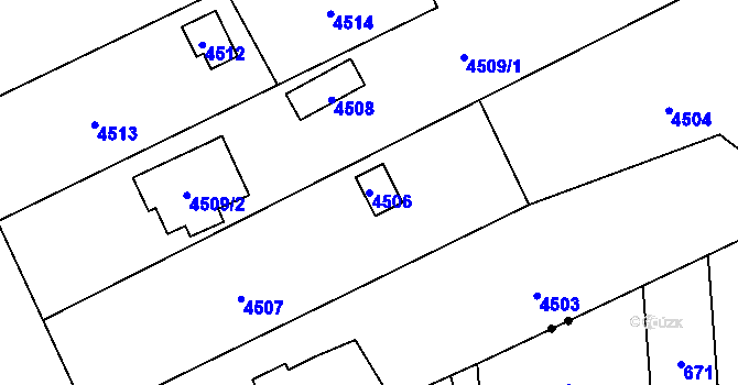 Parcela st. 4506 v KÚ Slezská Ostrava, Katastrální mapa