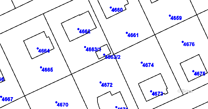 Parcela st. 4663/2 v KÚ Slezská Ostrava, Katastrální mapa