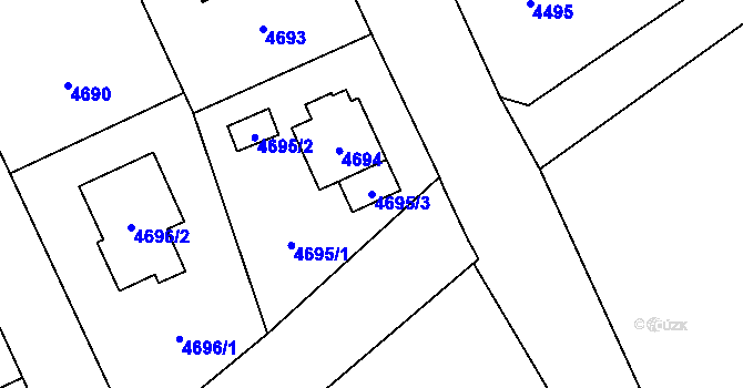 Parcela st. 4695/3 v KÚ Slezská Ostrava, Katastrální mapa