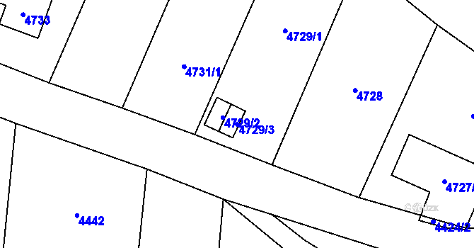 Parcela st. 4729/3 v KÚ Slezská Ostrava, Katastrální mapa