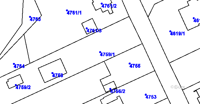 Parcela st. 4759/1 v KÚ Slezská Ostrava, Katastrální mapa
