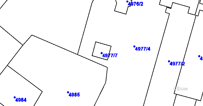 Parcela st. 4977/7 v KÚ Slezská Ostrava, Katastrální mapa