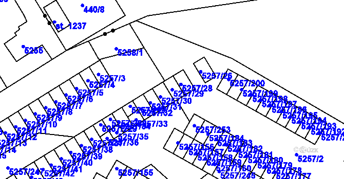 Parcela st. 5257/29 v KÚ Slezská Ostrava, Katastrální mapa