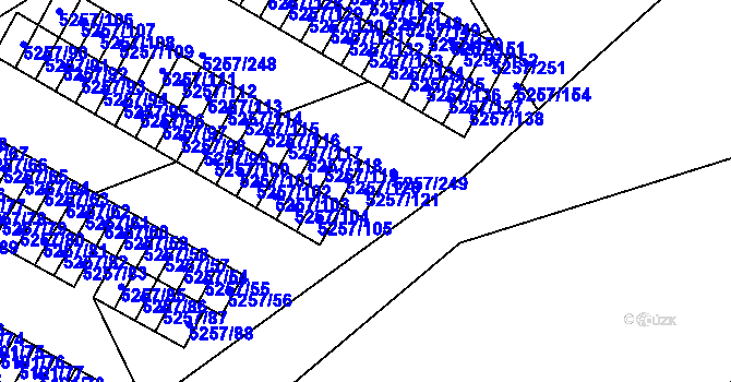 Parcela st. 5257/121 v KÚ Slezská Ostrava, Katastrální mapa