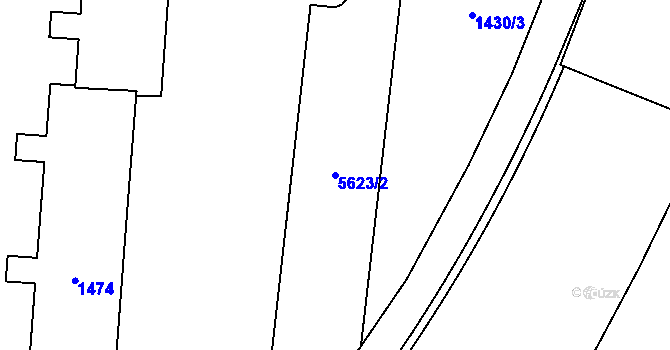 Parcela st. 5623/2 v KÚ Slezská Ostrava, Katastrální mapa
