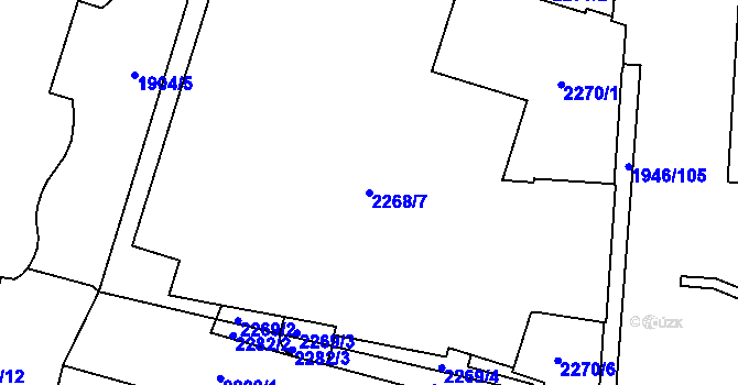 Parcela st. 2268/7 v KÚ Slezská Ostrava, Katastrální mapa