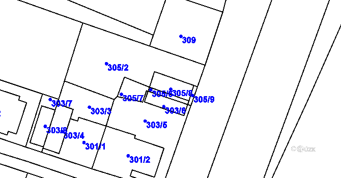 Parcela st. 305/8 v KÚ Slezská Ostrava, Katastrální mapa