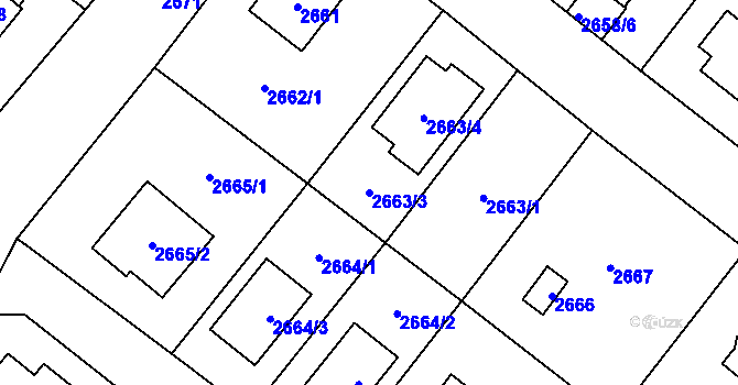 Parcela st. 2663/3 v KÚ Slezská Ostrava, Katastrální mapa