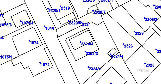 Parcela st. 2324/3 v KÚ Slezská Ostrava, Katastrální mapa
