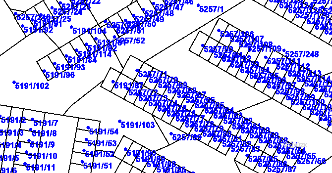 Parcela st. 5257/68 v KÚ Slezská Ostrava, Katastrální mapa