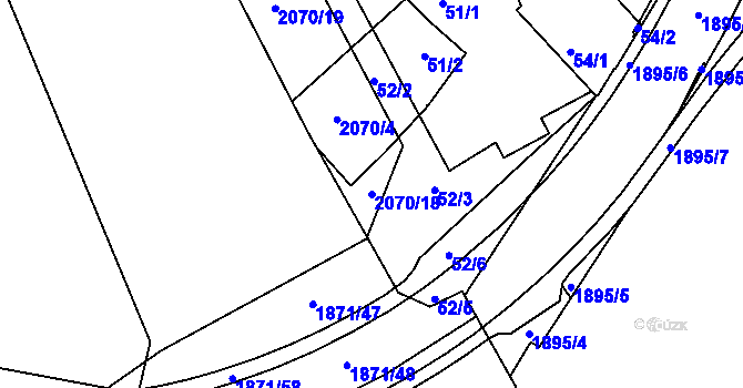 Parcela st. 2070/18 v KÚ Hrušov, Katastrální mapa