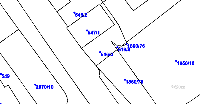 Parcela st. 516/3 v KÚ Hrušov, Katastrální mapa