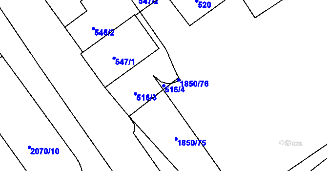 Parcela st. 516/4 v KÚ Hrušov, Katastrální mapa