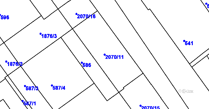 Parcela st. 2070/11 v KÚ Hrušov, Katastrální mapa