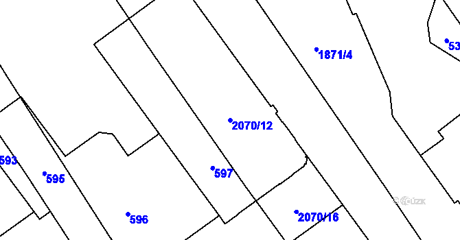 Parcela st. 2070/12 v KÚ Hrušov, Katastrální mapa