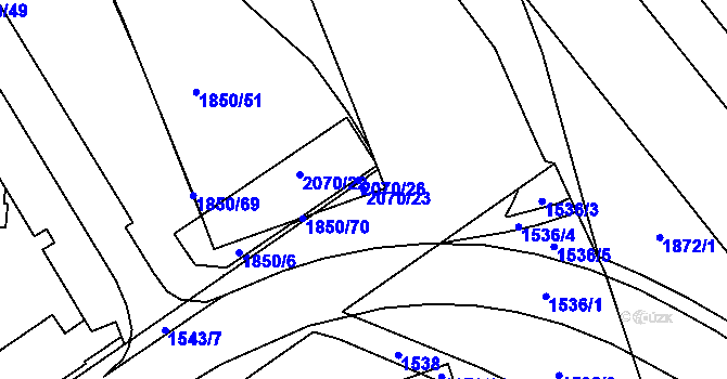 Parcela st. 2070/23 v KÚ Hrušov, Katastrální mapa