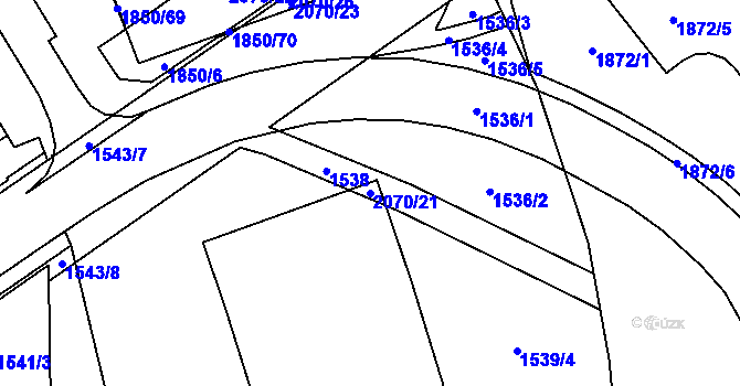 Parcela st. 2070/21 v KÚ Hrušov, Katastrální mapa