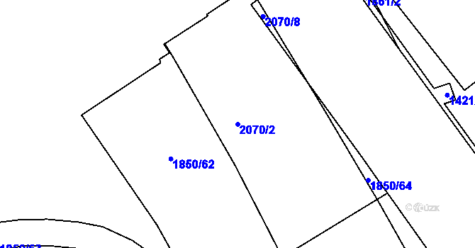 Parcela st. 2070/2 v KÚ Hrušov, Katastrální mapa