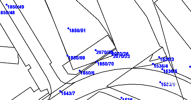 Parcela st. 2070/22 v KÚ Hrušov, Katastrální mapa
