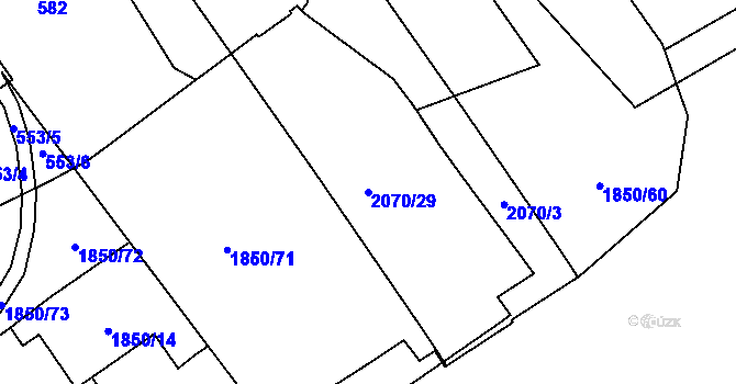 Parcela st. 2070/29 v KÚ Hrušov, Katastrální mapa