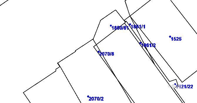 Parcela st. 2070/8 v KÚ Hrušov, Katastrální mapa