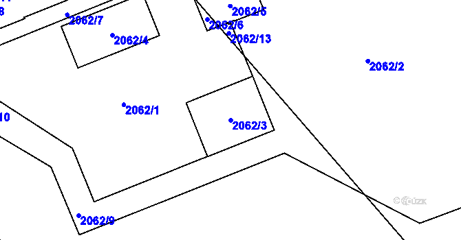 Parcela st. 2062/3 v KÚ Hrušov, Katastrální mapa