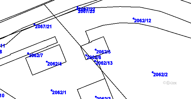 Parcela st. 2062/5 v KÚ Hrušov, Katastrální mapa