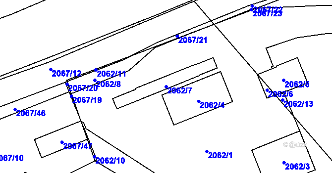 Parcela st. 2062/7 v KÚ Hrušov, Katastrální mapa