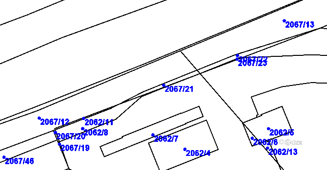 Parcela st. 2067/21 v KÚ Hrušov, Katastrální mapa