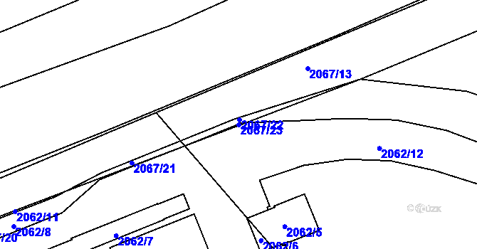 Parcela st. 2067/23 v KÚ Hrušov, Katastrální mapa